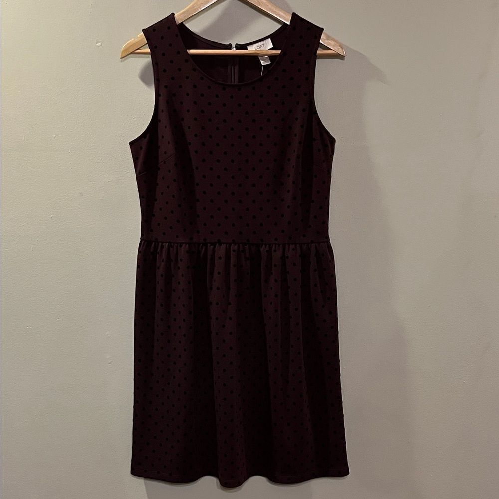 LOFT Dark Polka Dot Mini Dress